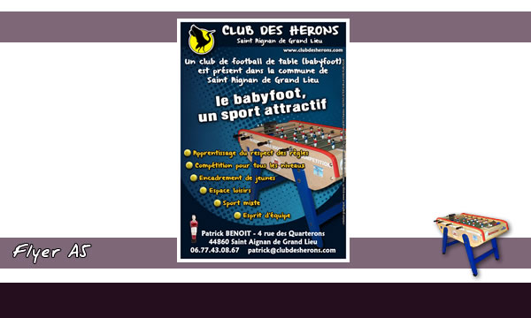 Flyer A5 pour le Club des Hérons à Saint-Aignan de Grand-Lieu.
